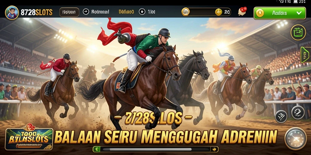 Tampilan seru dari gameplay balapan di 8728SLOTS.