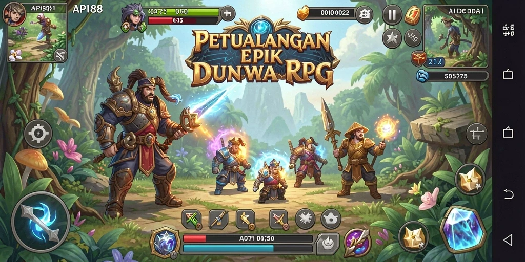 Screenshot menampilkan aksi pertarungan epik dalam game RPG API88.