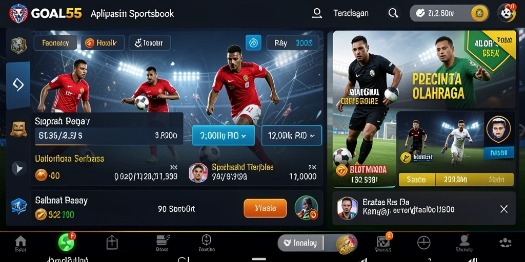 Tampilan utama GOAL55 dengan berbagai pilihan taruhan olahraga.