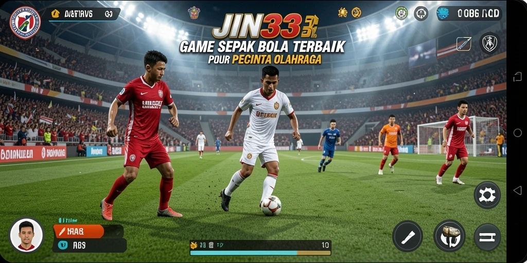Tampilan gameplay JIN33 yang mendebarkan dalam aksi sepak bola.