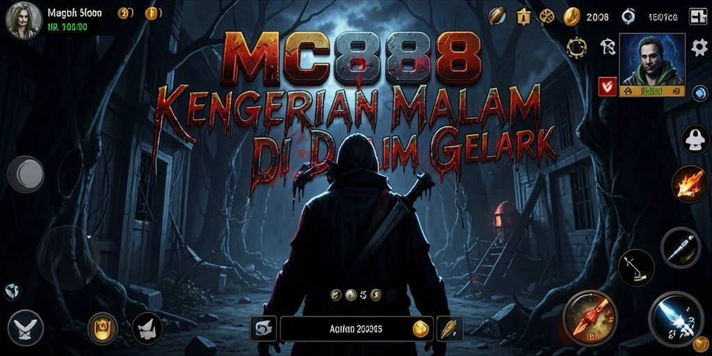 Tangkapan layar gameplay MC888 dengan suasana menyeramkan.