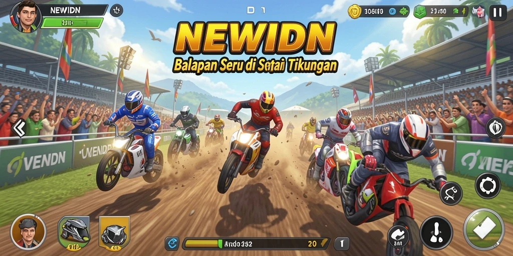 Tampilan menarik dari gameplay balapan yang seru di NEWIDN.