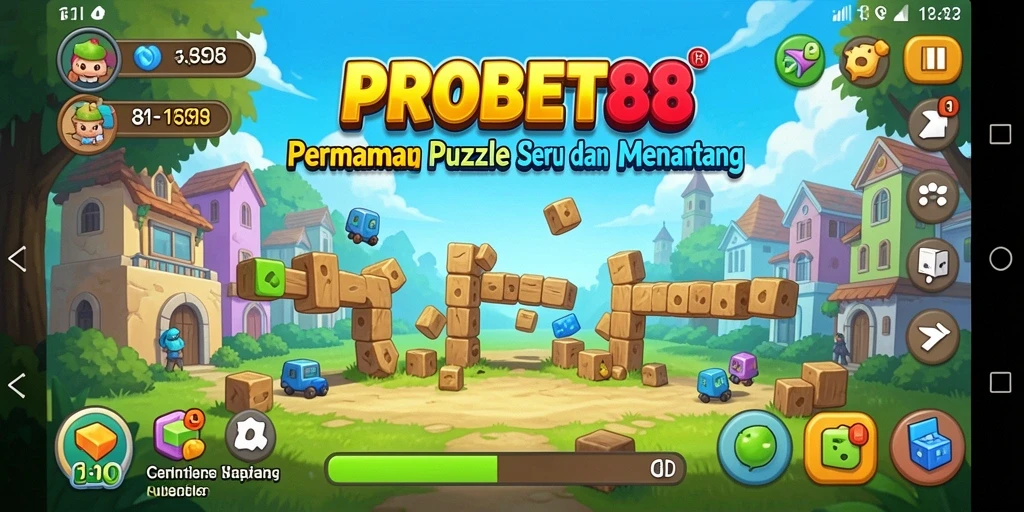Screenshot gameplay memperlihatkan tantangan puzzle yang menarik dan berwarna.