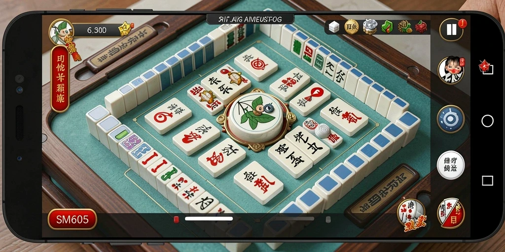 Tampilan menarik dari gameplay Mahjong di SM605.